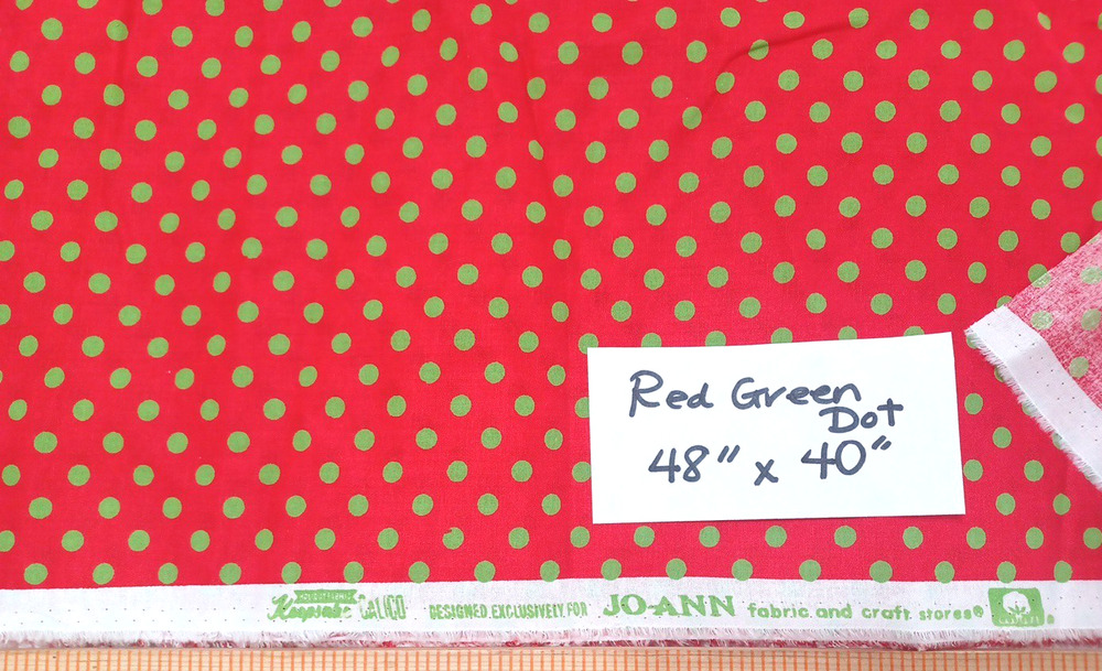 Jo-Ann Red Green Dot Cotton Sewing Craft Fabric 1 Pc 48" x 40" Retired Holiday